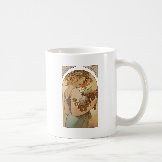 Art Nouveau Woman Mucha Beautiful Kaffeetasse (Rechts)