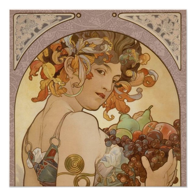Art Nouveau Woman Mucha Beautiful Poster (Vorderseite)