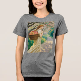 Art Nouveau Woman Peaches Grau Tri-Blend Shirt