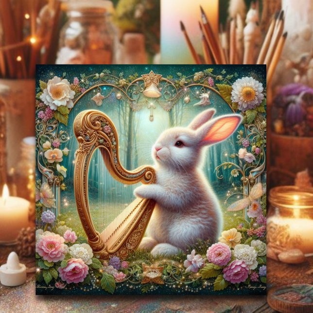 Art Nouveau Woodland Musik Feiertagskarte (Von Creator hochgeladen)