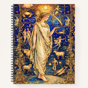 Art Nouveau Zodiak-Göttin Himmelsillustration Notizbuch