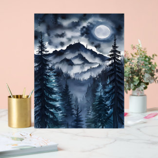 Art numérique d'aquarelle appalachien de nuit Sky