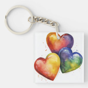 Art numérique Rainbow Watercolor Hearts