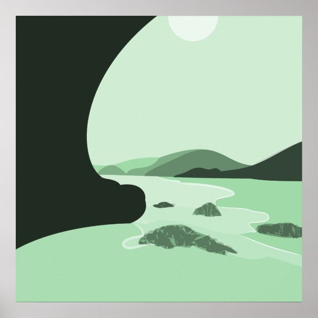 Art numérique Turquoise Beach Seascape Poster (Devant)