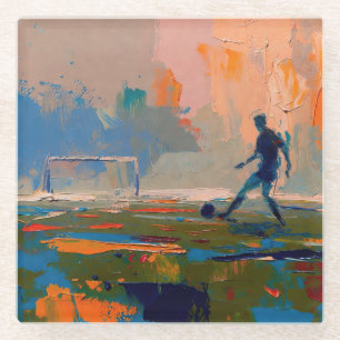 "Art of Football" (Stil 1) Ölmalerei Glasuntersetzer