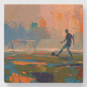 "Art of Football" (Stil 1) Ölmalerei Steinuntersetzer