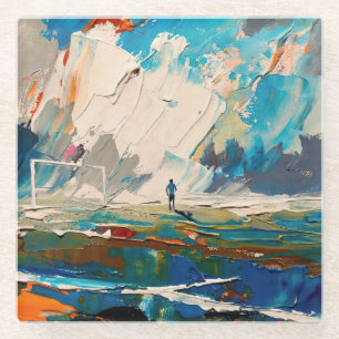 "Art of Football" (Stil 2) Ölmalerei Glasuntersetzer