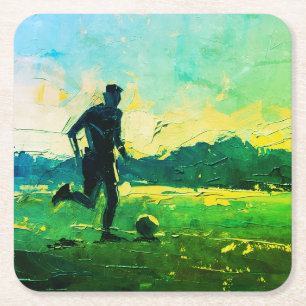 "Art of Football" (Stil 4) Ölmalerei Rechteckiger Pappuntersetzer