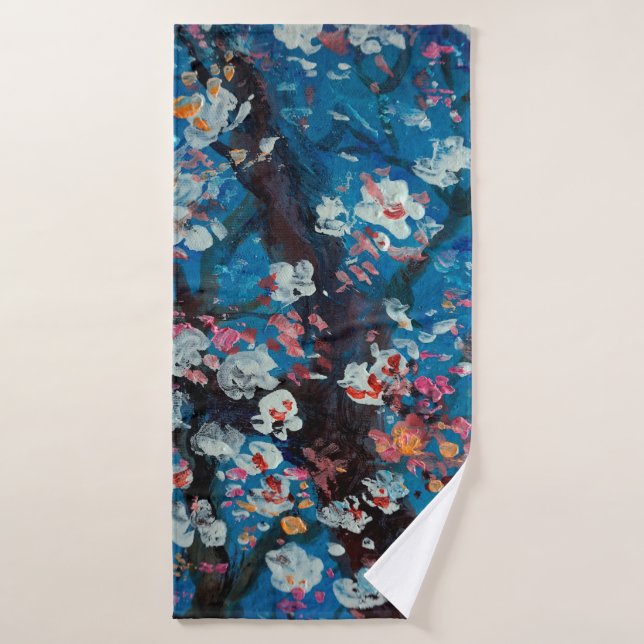Art oil painting, cherry blossom flower, abstract, badehandtuch (Badehandtuch)