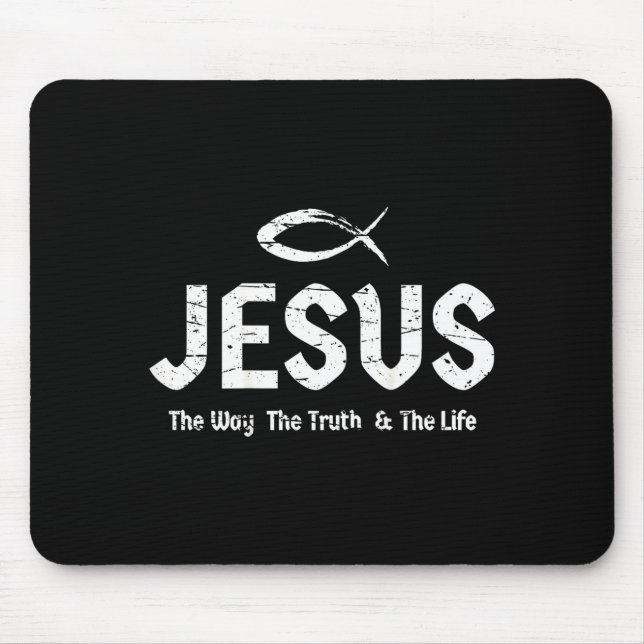 (art On Back) Bible John 14_6 Jesus Way Truth Life Mousepad (Vorne)
