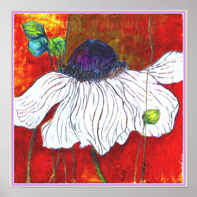 ART-ON-LEINWAND: 'Weißer Nachtanemon' 15"x15" Poster (Vorne)