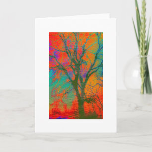 art original blanc carte de voeux arbre d'automne