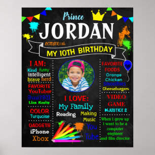 Art Paint Birthday Party Chalkboard Sign Poster