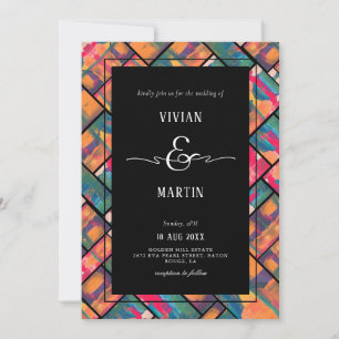 Art Paint Colorful Moderne Abstrakte Hochzeit Einladung
