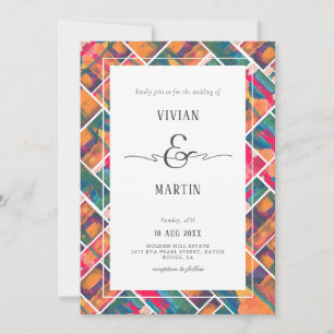 Art Paint Colorful Moderne Abstrakte Hochzeit Einladung