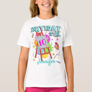 Art Paint Painting Spritzer Geburtstagsmädchen Ma T-Shirt