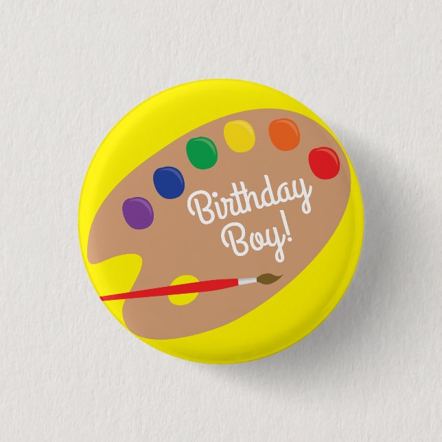 Art Paint Palette Niedlich 1. Geburtstag Party Button (Vorderseite)