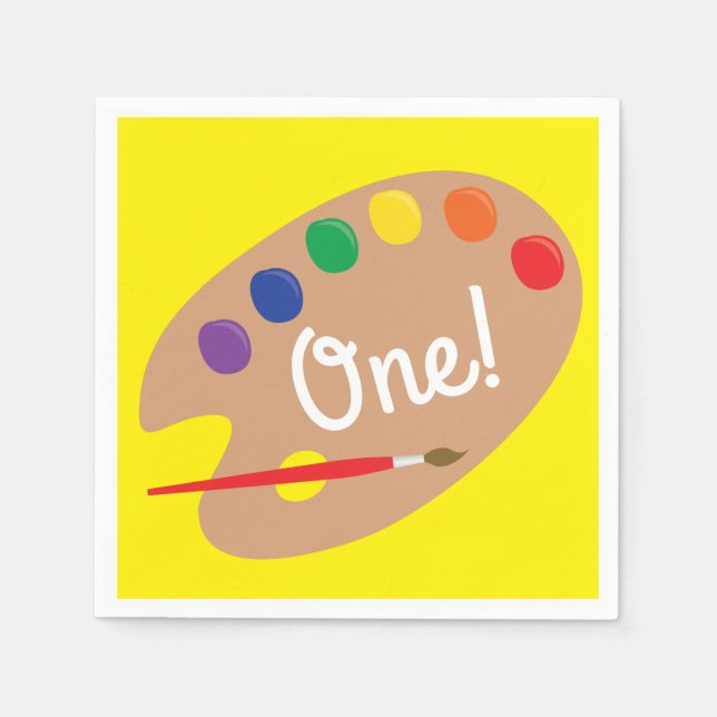 Art Paint Palette Niedlich Kid's Birthday Party Serviette (Vorderseite)