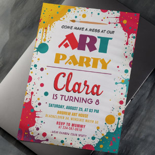 Art Paint Party Farbiger Kindergeburtstag Einladung