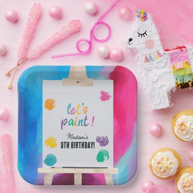 Art Painting Artist Paint Birthday Theme Pappteller (Party)
