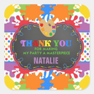 Art Painting Birthday Party Gunst Tag Sticker