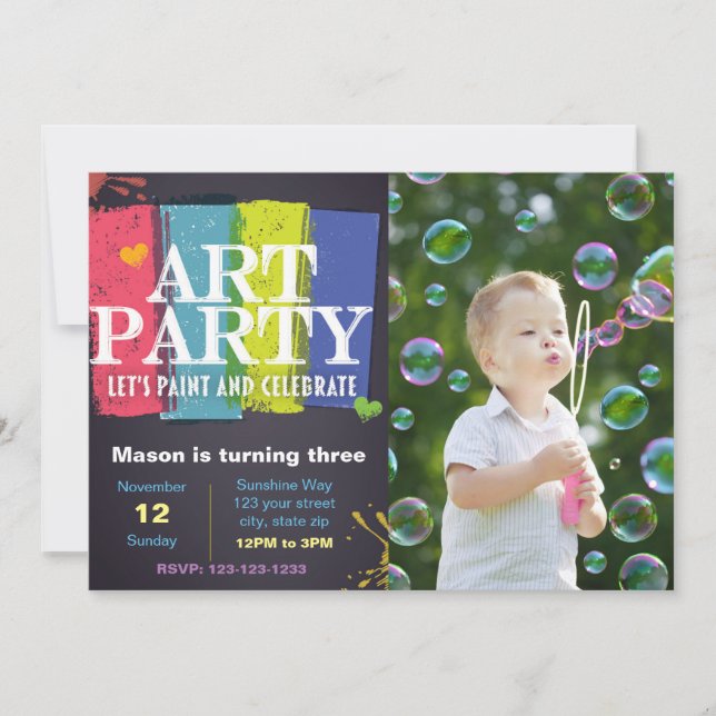 Art Party Anniversaire Invitation avec photo (Devant)