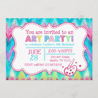 Art Party Einladung Watercolor iKat Zickzack