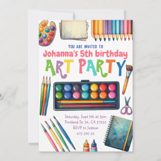 Art Party Malerei Künstlerischer Kindergeburtstag Einladung