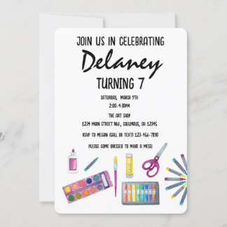 Art Party Malerei Party für Mädchen Einladung