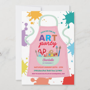 Art Party Malerei Zeichnend Kunsthandwerk Schürze Einladung
