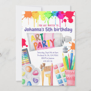 Art Party Peint Anniversaire de enfant Invitation