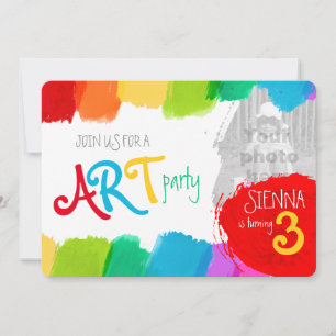 Art party peinture 3e anniversaire invitation