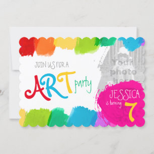 Art party peinture 7e anniversaire invitation