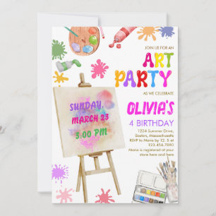 Art Party Peinture fille Anniversaire Invitation