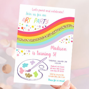 Art Party Rainbow Birthday Einladung