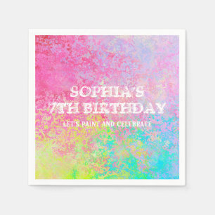 Art Partys Paint Spritzer Rainbow Kids Serviette