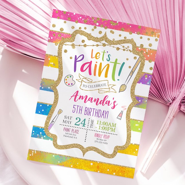 Art Peinture Anniversaire Invitation de fête, Arc- (Art Painting Birthday Party Invitation)