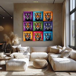 Art Pop Tigre Grille Art Mural Gras