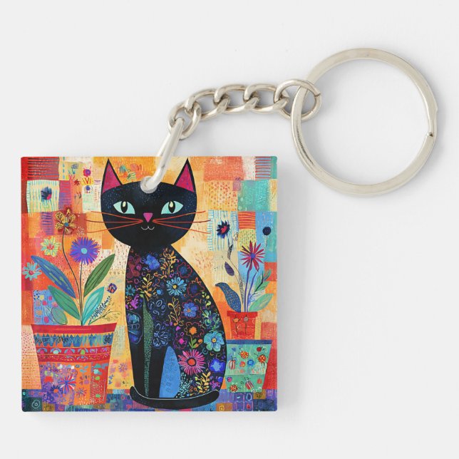 Art populaire de chat noir (Dos)