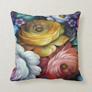 Art populaire de Zhostovo, coussin floral