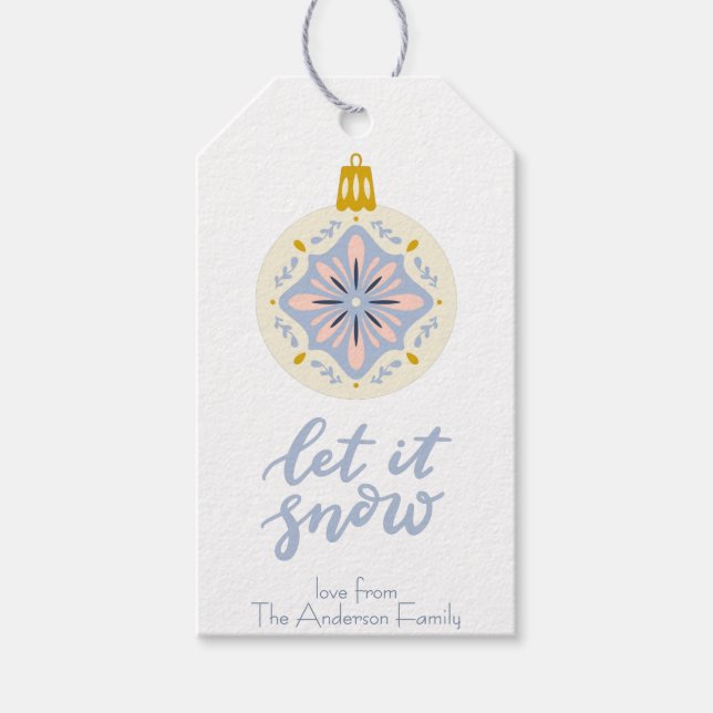 Art populaire Noël Ornements étiquette cadeau (Devant)