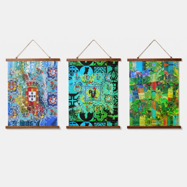 Art populaire portugais Bois tapissé Tapisserie mu (Tripler)