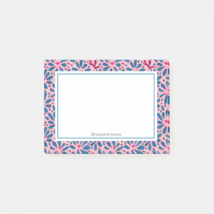 Art populaire rose et bleu Floral Post-it Notes