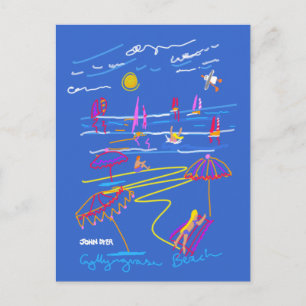 Art Postcard: Gyllyngvase Beach Sommer Zeichnend Postkarte
