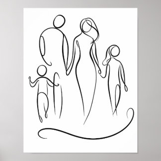 Art-Poster der Family Line | Minimalistische Zeich Poster
