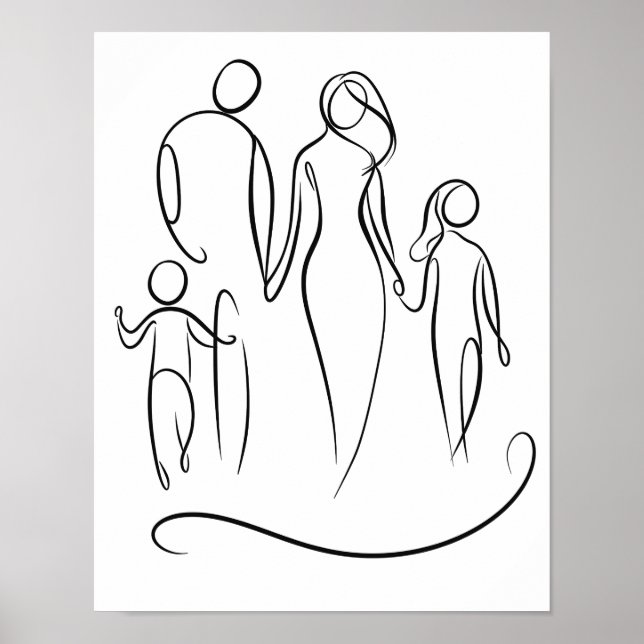 Art-Poster der Family Line | Minimalistische Zeich Poster (Vorne)