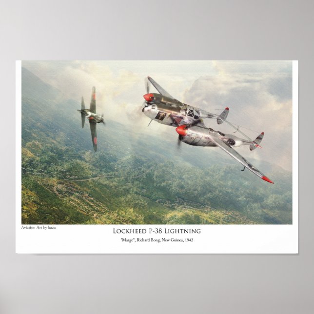 Art Poster "Lockheed P-38 Lightning " (Vorne)