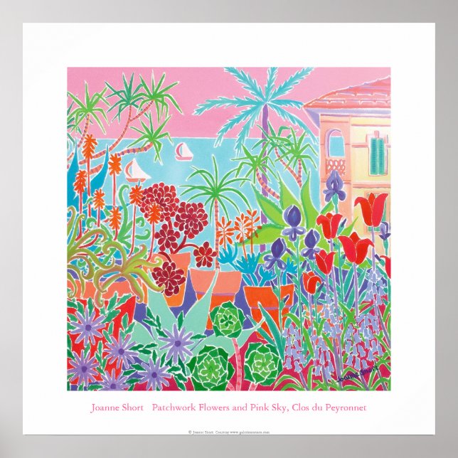 Art Poster: Patchwork Blume & Pink Sky Poster (Vorne)