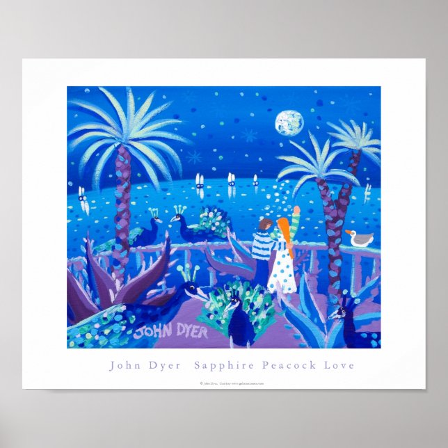 Art Poster: Sapphire Peacock Liebe, Côte d'Azur Poster (Vorne)