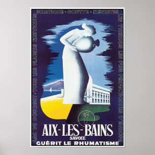 Art poster vintage : Eaux de guérison d'Aix-Les-Ba
